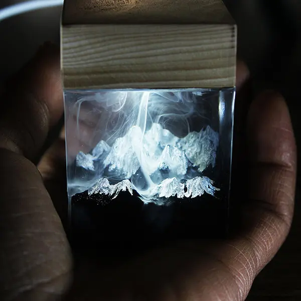 

Hill Snow Mountain smoke Light Handmade Resin Acrylic little small Desk Table Lamp Night Lamp for gift present
