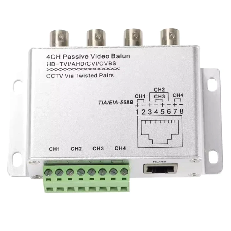 

4CH Passive Video For TVI CVI AHD Cameras CCTV Via Twisted Pairs UTP Video Balun 4CH Transceiver BNC To UTP RJ45