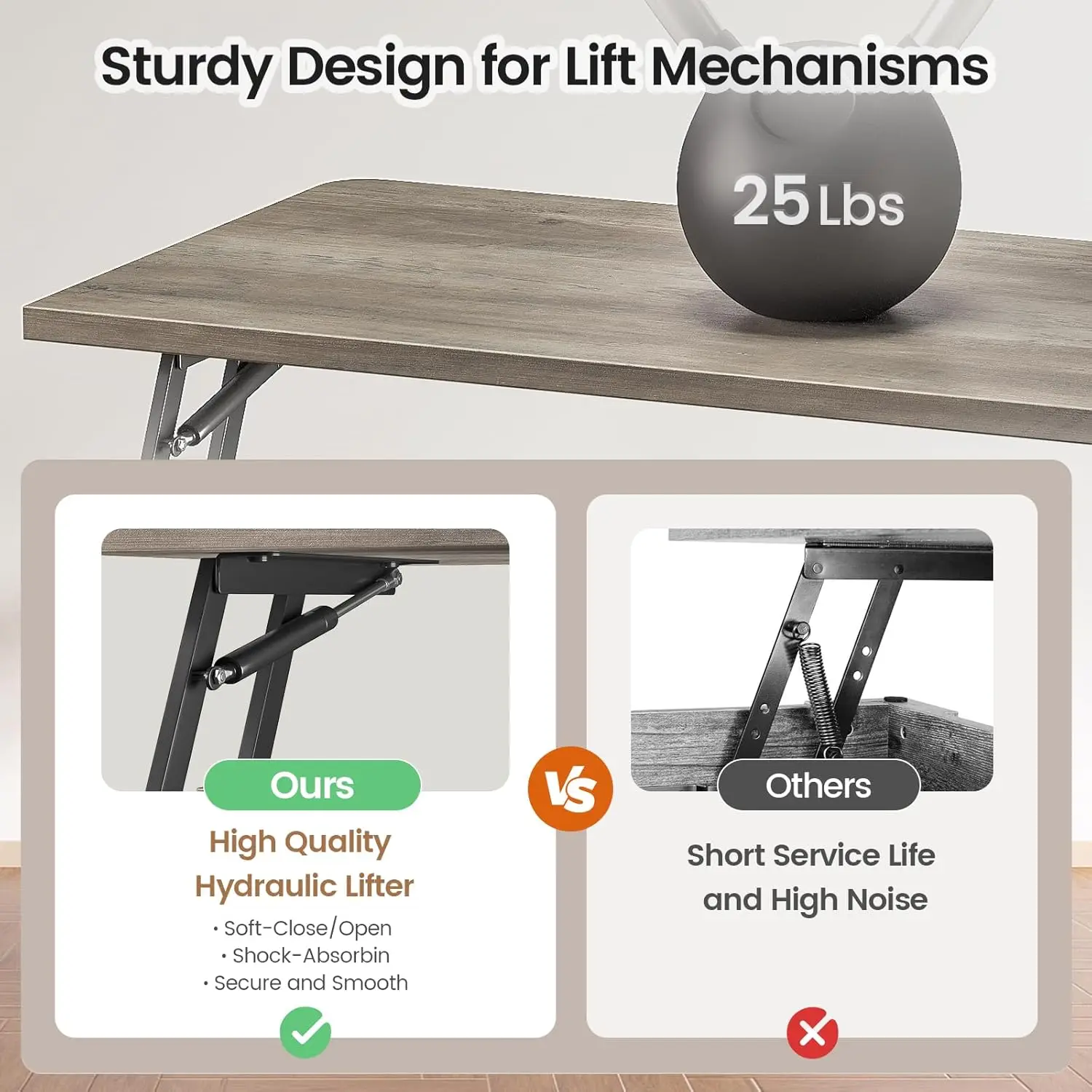 31.5" Lift Top Coffee Table with Storage, Square Coffee Table for Living Room, Coffee Table with Large Hidden Storage Compartmen 6
