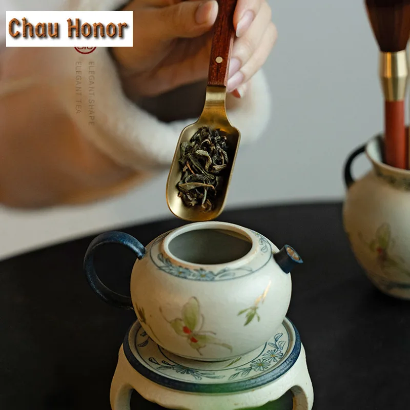 Blue And White Flint Red Tea Six Gentlemen Elegant Gold Drawing Butterfly Orchid Tea Tool Set Teaware Utensils Teaware Ornaments