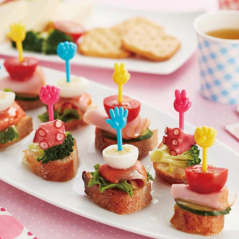 Fruit Fork Mini Cartoon Kids Cake Food Grade Plastic Fruit Toothpick Bento Lunch Bento Accessories Party Decor 12pcs fruit fork food toothpicks food picks