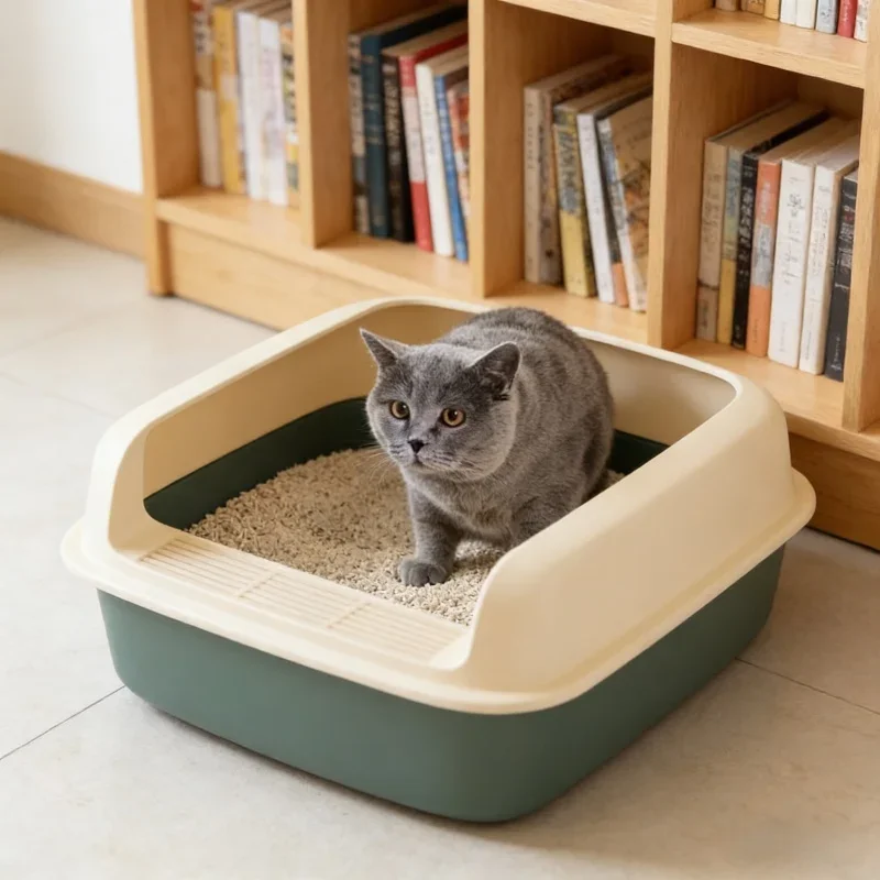 1pc 안티 스플래시 고양이 변기 소형 애완 동물 샌드 박스 고양이 화장실 새끼 고양이 트레이 변기 청소 고양이 용품 가정용 애완 동물 액세서리