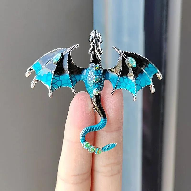 Enamel Dragon Brooches Fashion Enamel Dragon Brooches For Men Women Rhinestone Flying Dragon Clothes Suit Party Office Brooch Pins Jewelry Accessories