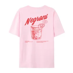 Negroni Retro Cocktail Graphic Tee - Vintage Unisex Streetwear T-Shirt - XXL (Pink)