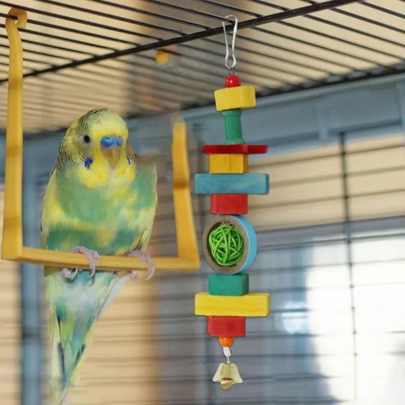 Bird Toys For Parrots Multicolored Parrot Cage Toy Conure Toys Bird Hang Toys With Bell For Parrots Parakeets Conures Cockatiels