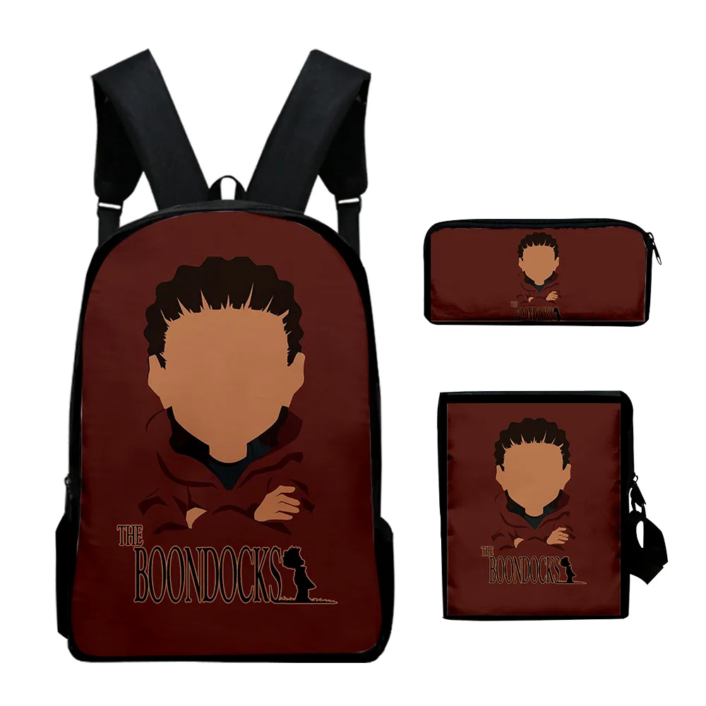 Hip Hop Youthful The Boondocks 3D Print 3pcs/Set Student Travel bags Laptop Daypack Backpack Shoulder Bag Pencil Case