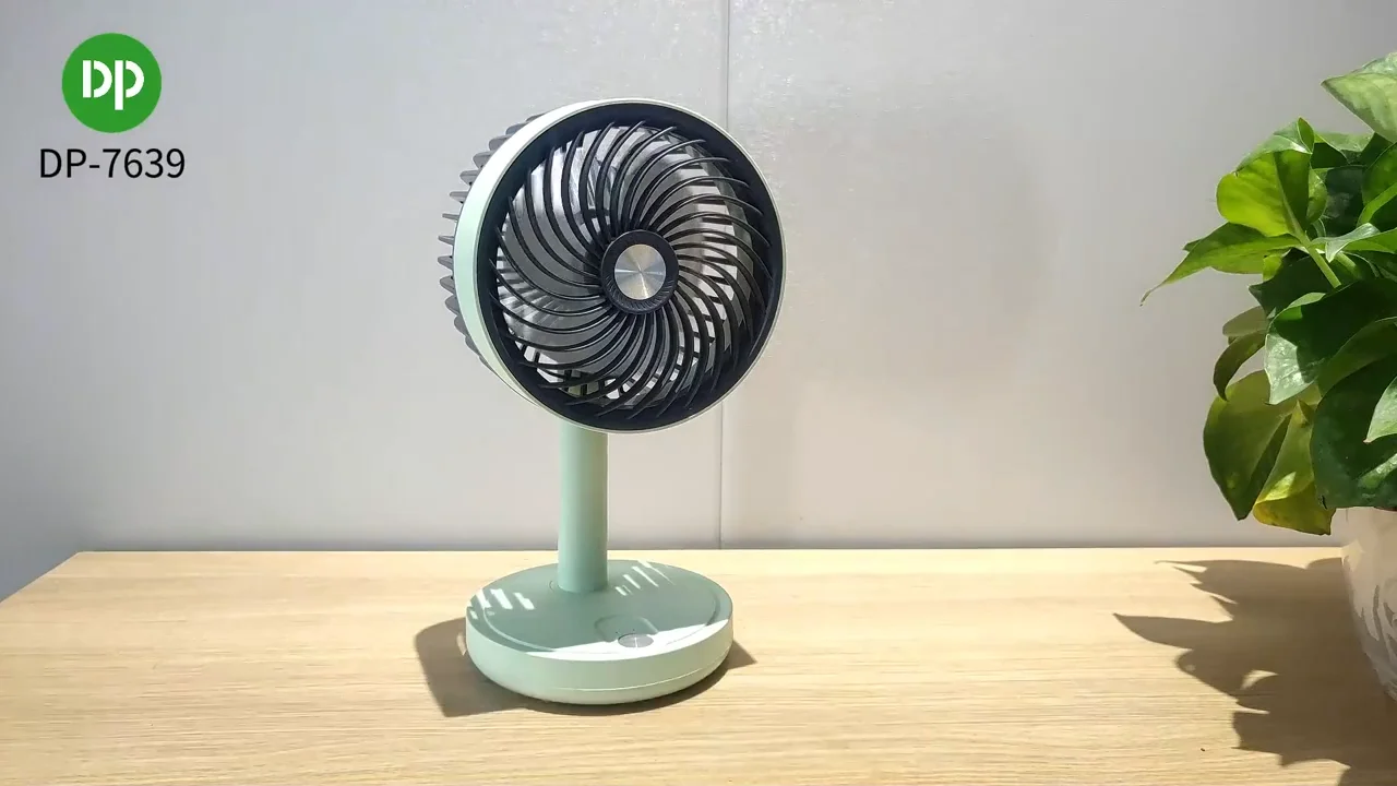 DP-7639 Rechargeable 4000mAh Battery 3-6 hours battery backup with Three super Speed Modes Up-Down Adjustable table mini Fan