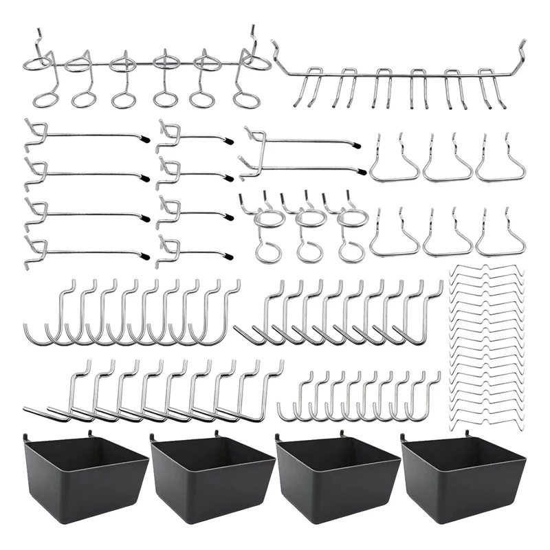 Promotion! 80 Piece Pegboard Hooks Assortment with Bins Peg Locks for Organizing Various Tools Kitchen Craft Room |