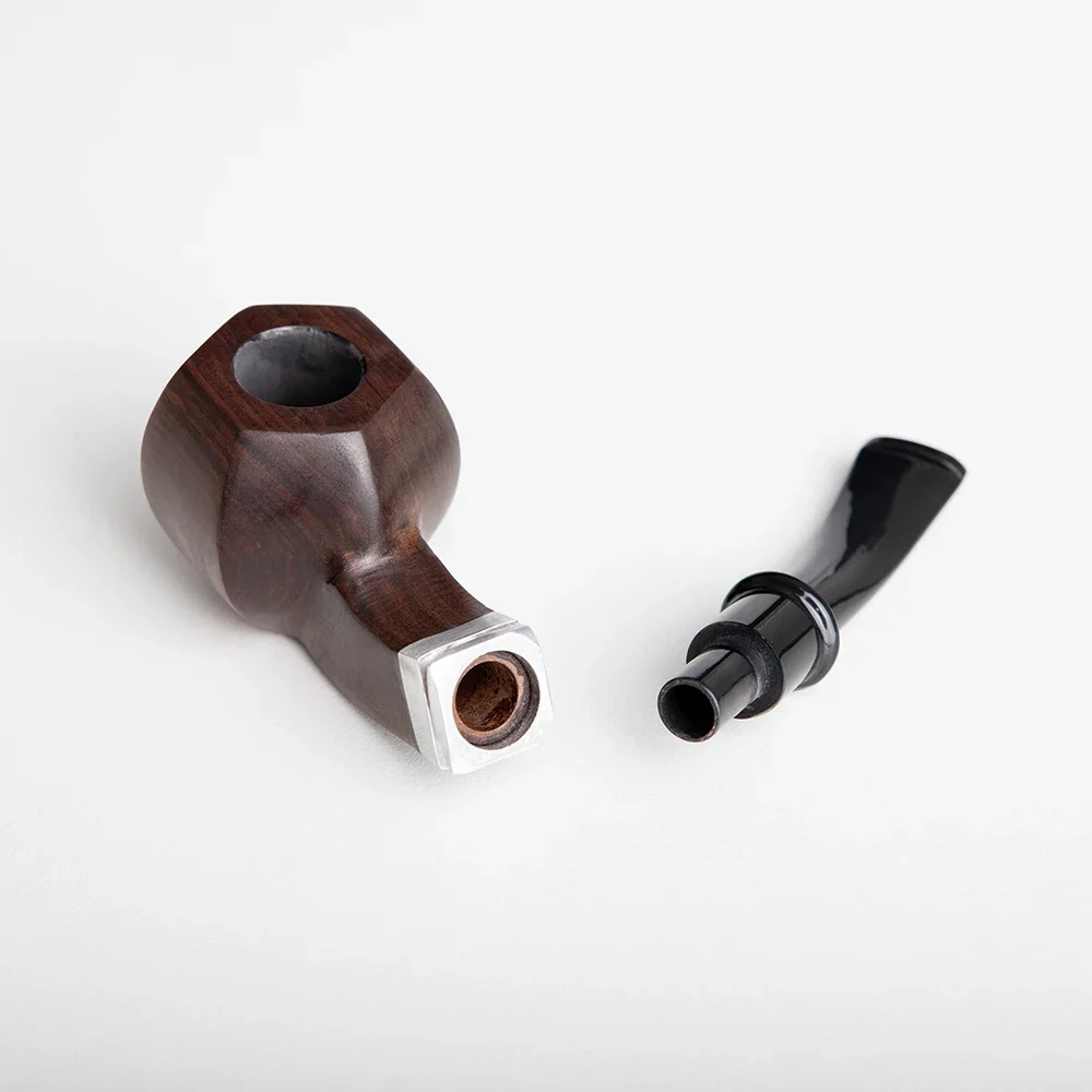 Ebony Handmade Smooth Tobacco Pipe 9mm Activated Carbon Filter Wood Smoking Pipes Cigar Tube Smoke Cigarette Smoking Accessories tobacco pipe tobacco smoking accessories