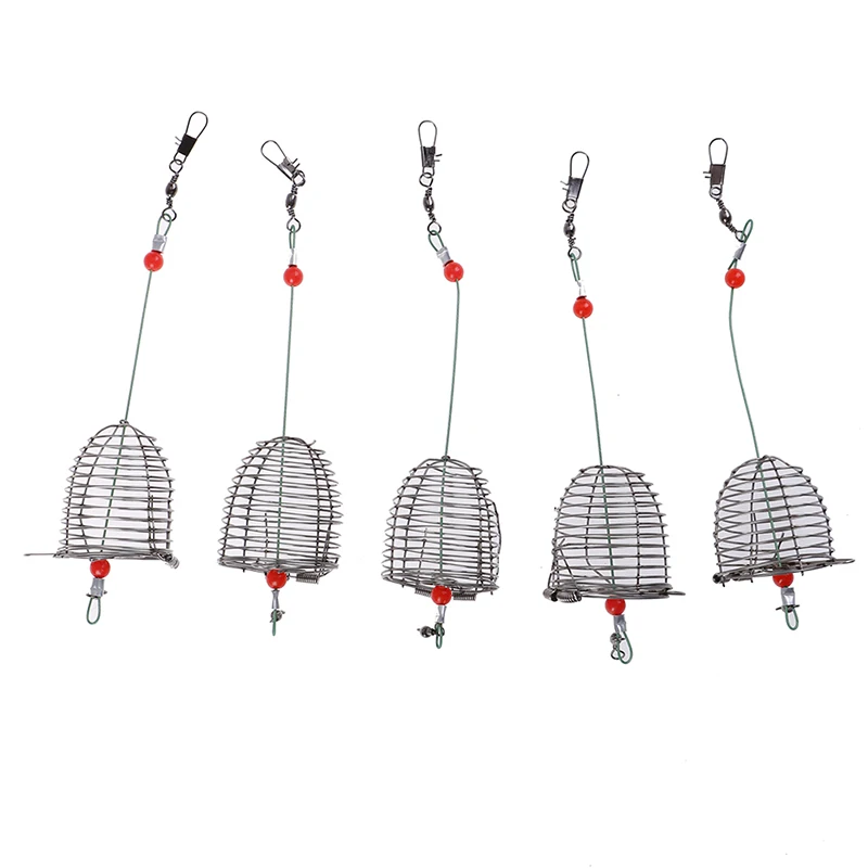 Stainless Steel Wire Fishing Lure Conical Cage 5Pcs Fish Bait Lure Fishing Accessory Bait Cage Trap Basket Feeder Holder fishing lure