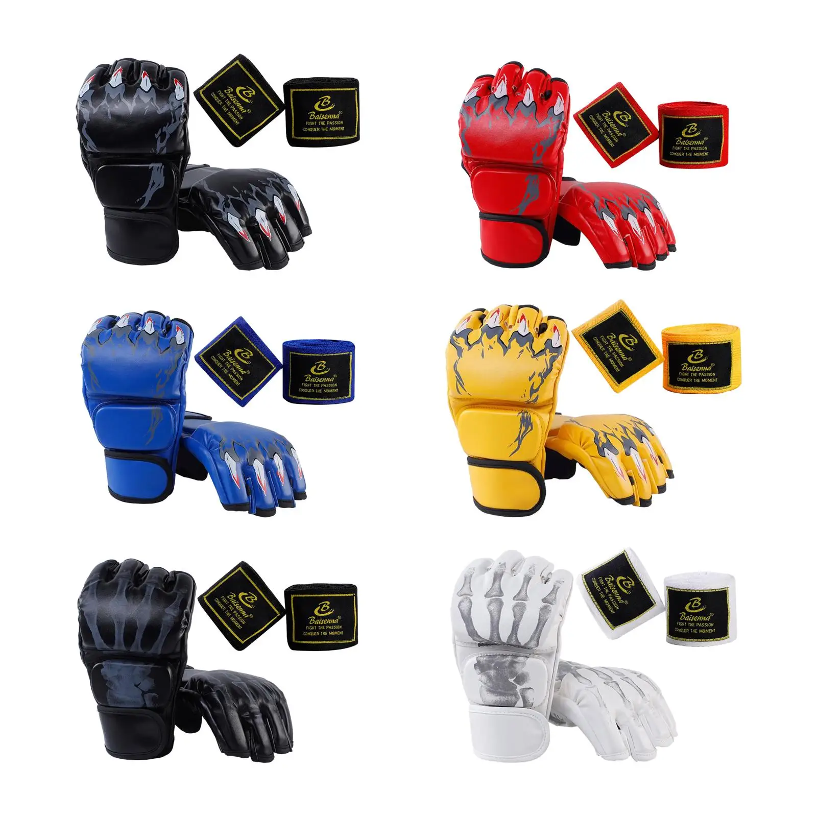 

MMA Gloves Shockproof Open Palms Mitts Hand Wrap Half Finger Boxing Gloves