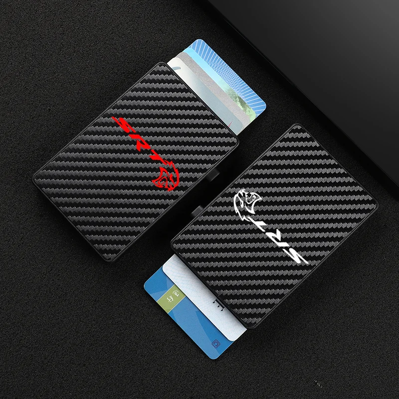 

For Dodge Challenger Hellcat SRT 2008 2015-2021 Customized Anti-theft Carbon Fiber luxury Card Holder Bank Credit Pop Up Wallet