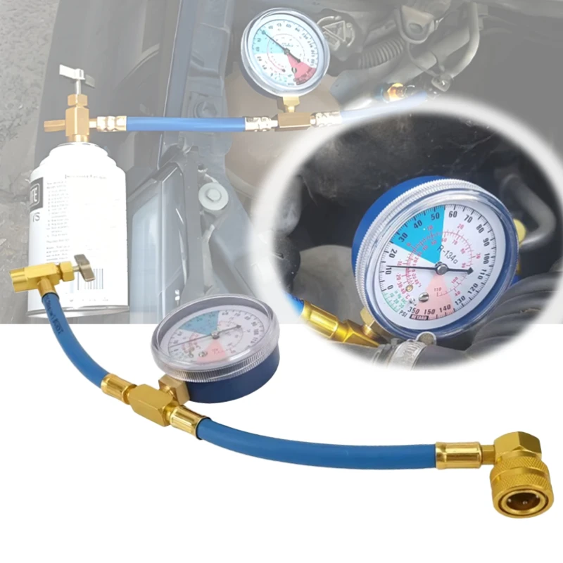 Car AC Air Conditioning R134A Refrigerant Recharge Measuring Hose with Pressure Gauge Pressure Gauge Measuring Kit Reparing ac refrigerant recharge tool