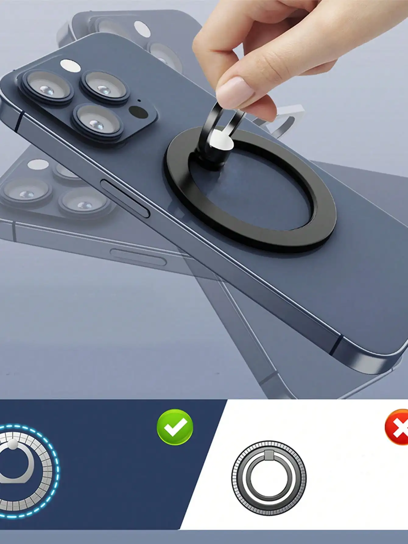 Universal Magnetic Ring Phone Stand - Ultra-Light, Foldable, 360-Degree Rotatable, Portable Alloy Design