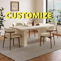 Table à manger en travertin naturel de style nordique minimaliste, sur mesure, design concis, matériau en pierre massive, pour appartement moderne, usage quotidien 1