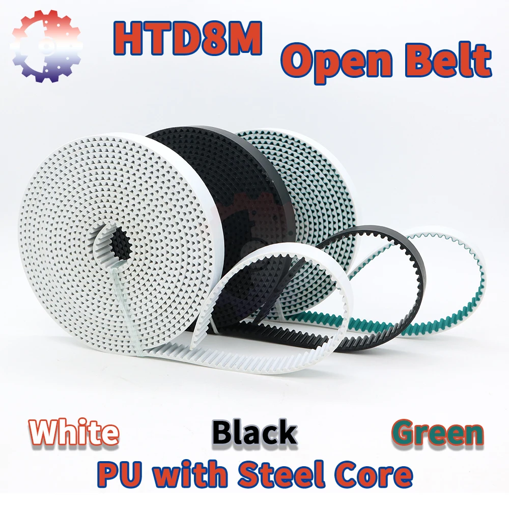 HTD 8M PU เปิดเข็มขัดกว้าง 15/20/25/30/35/40/50/60/70 มม.เหล็ก Core Polyurethane HTD 8M เข็มขัด 8M เข็มขัด HTD8M เปิดเข็มขัด 1
