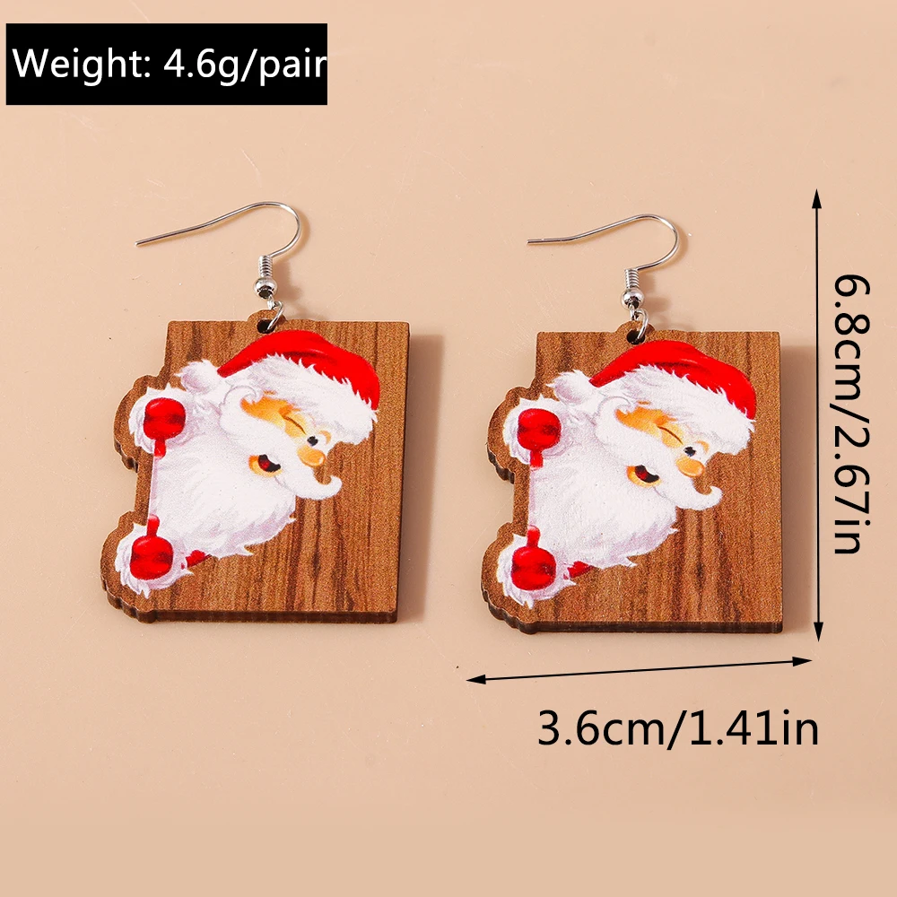 Aihua Neue Weihnachtsohrringe aus Holz für Frauen, niedlicher Weihnachtsmann, Schneemann, Schneeflocke, Hirsch, Baum, Ohrringe, Neujahrsparty, Schmuck, Geschenke – Detail 32