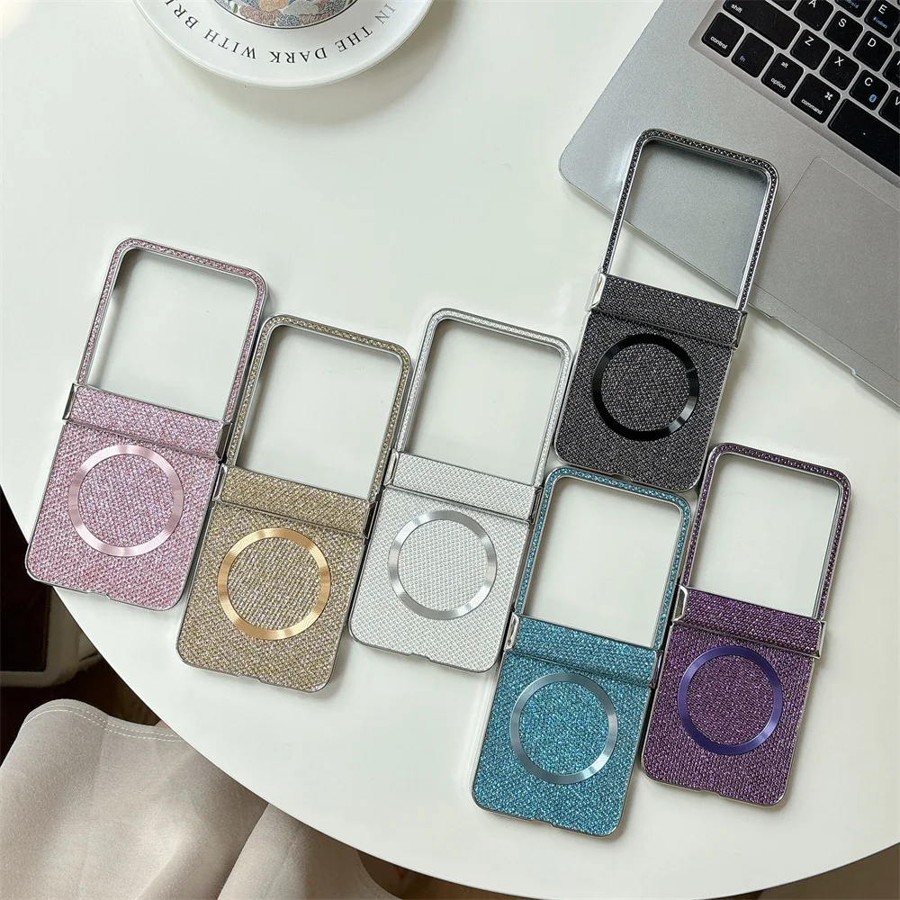 Wireless Charging Magnetic Leather Phone Case with Hinge Protection