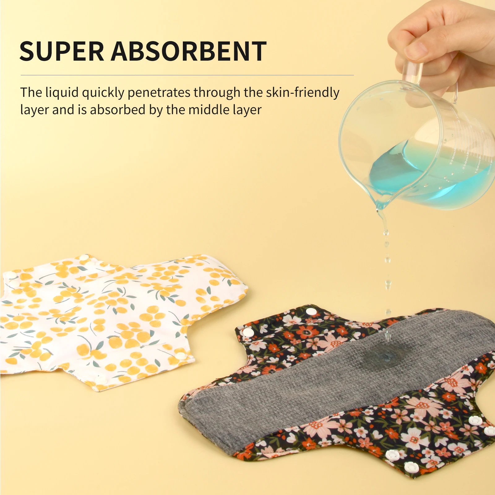 6PCS Washable Menstrual Pads Day and Night Combo Cloth Sanitary Pads Graphene Breathable Reusable Panty Liner with Storage Bag