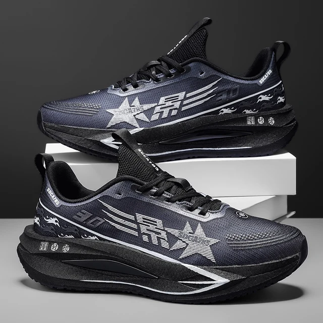 Men's Casual Low-Top Sneakers - Breathable Fabric Sneakers with Arch Support and Cushioned Soles, Suitable for All Seasons, Running and Fitness Shoes, Available in Various Colors, Lace-Up Design Suitable for Casual Wear and Sports - All-Terrain Comfortable Men's Sneakers