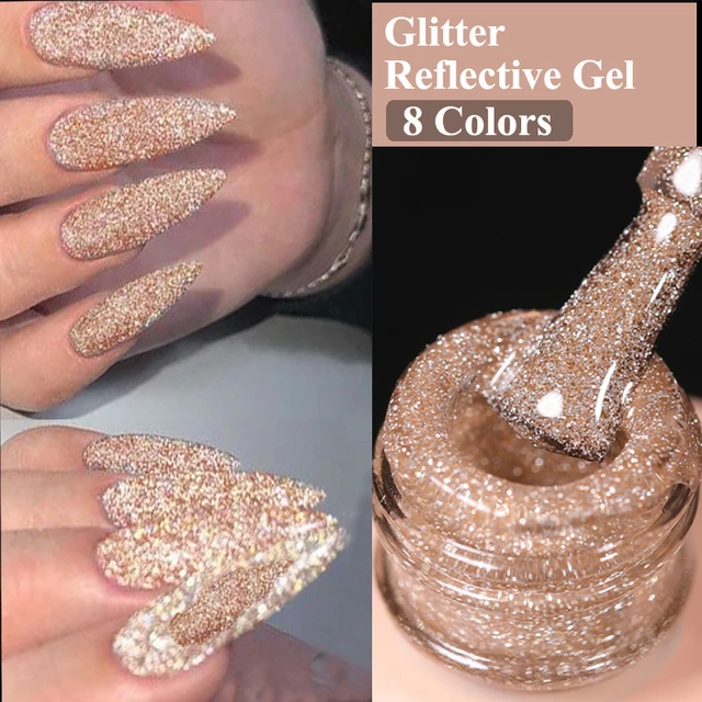 15ml Champagne Gold Sliver Reflective Glitter Gel Nail Polish Varnish Semi Permanent Soak Off UV Gel For Manicure Art 2