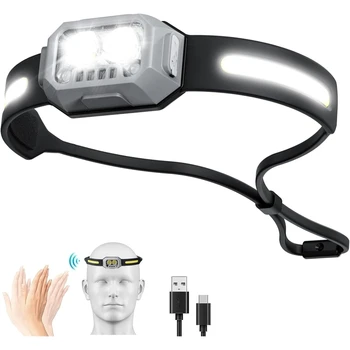 Headlamp Flashlight, 1000 Lumen Ultra-Light LED Rechargeable Headlight with 4 Modes and White Red Green Light, Head Light for Ca 4