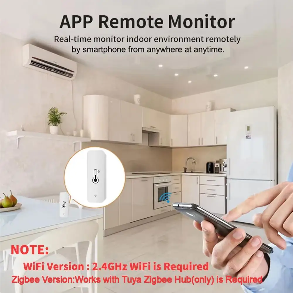 Smart Home Temperature and Humidity Sensor - Wireless Indoor Thermometer