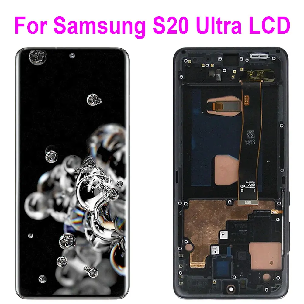 

AMOLED S20 Ultra Screen Display with Frame, for Samsung Galaxy S20 Ultra G988B Lcd Display Touch Screen Digitizers with Frame