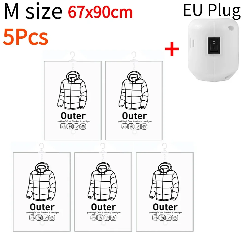 Transparent Vacuum Storage Bag for Clothes and Coats - Dustproof Organizer with Air Pump