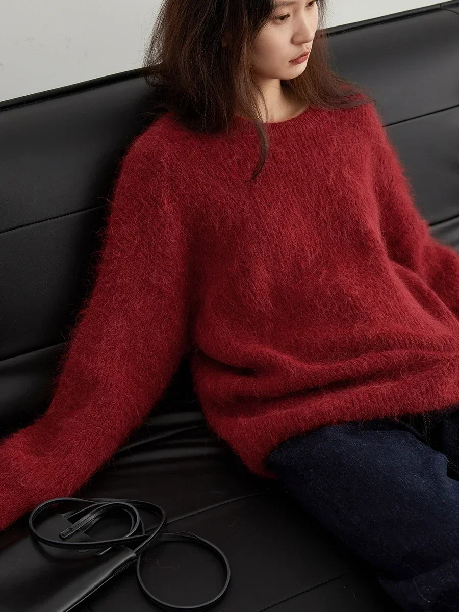 CHIC VEN Women Sweater Long Sleeve Pullover Solid Loose O Neck Soft Alpaca Female Tops Woman Knitwear Jumpers Spring Autumn 2024 4
