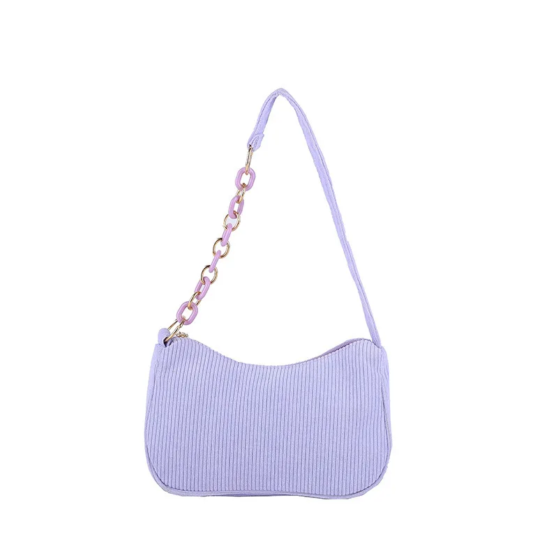 Corduroy Shoulder Bag Fashion Vintage Handbags Women Autumn Winter Corduroy Underarm Bag Zipper Shoulder Small Bags Female Soft Casual Clutch Handbag