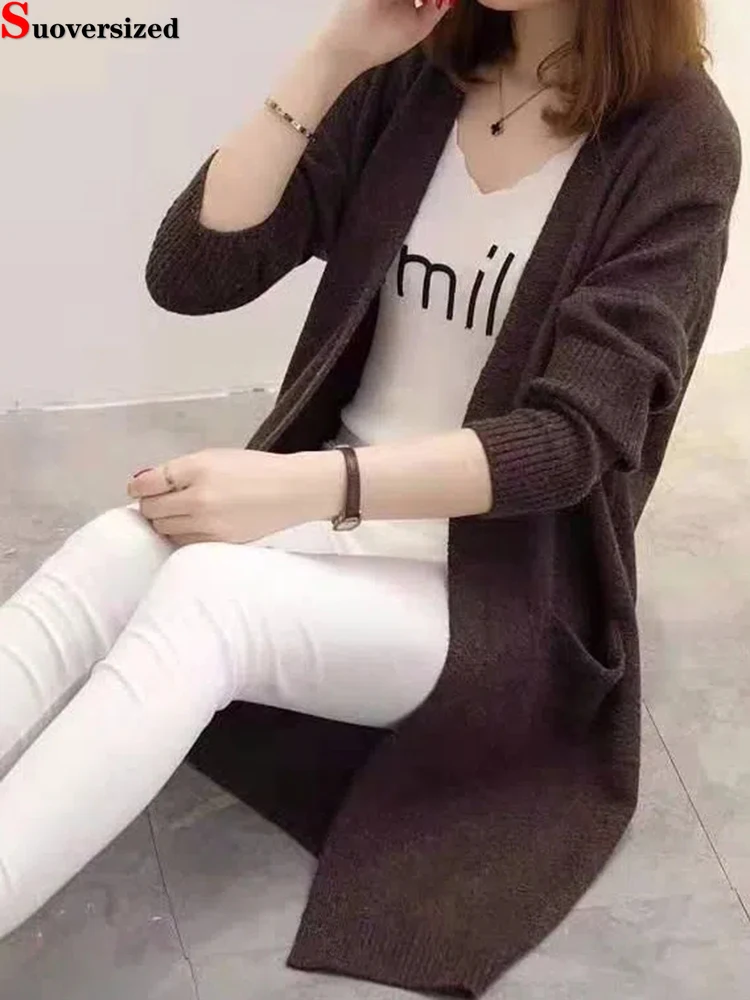 

Slim Korean Sweater Soft Knit Coat Casual Long Sueter Cardigan New Spring Fall Jackets Tops Woman Fashion Knitwear Casace