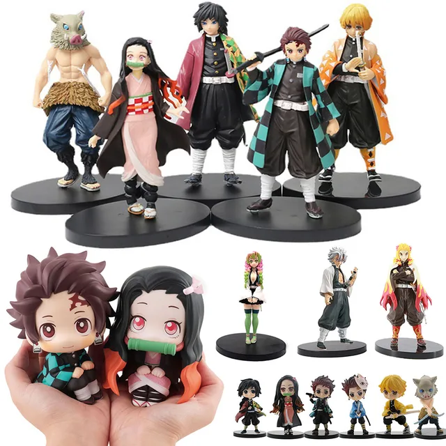 애니메이션 액션 피규어, 귀여운 네즈코 악마 슬레이어 피규어 장난감, 무료 배송 아이템, 어린이 장난감, 소년 취미, 6 개