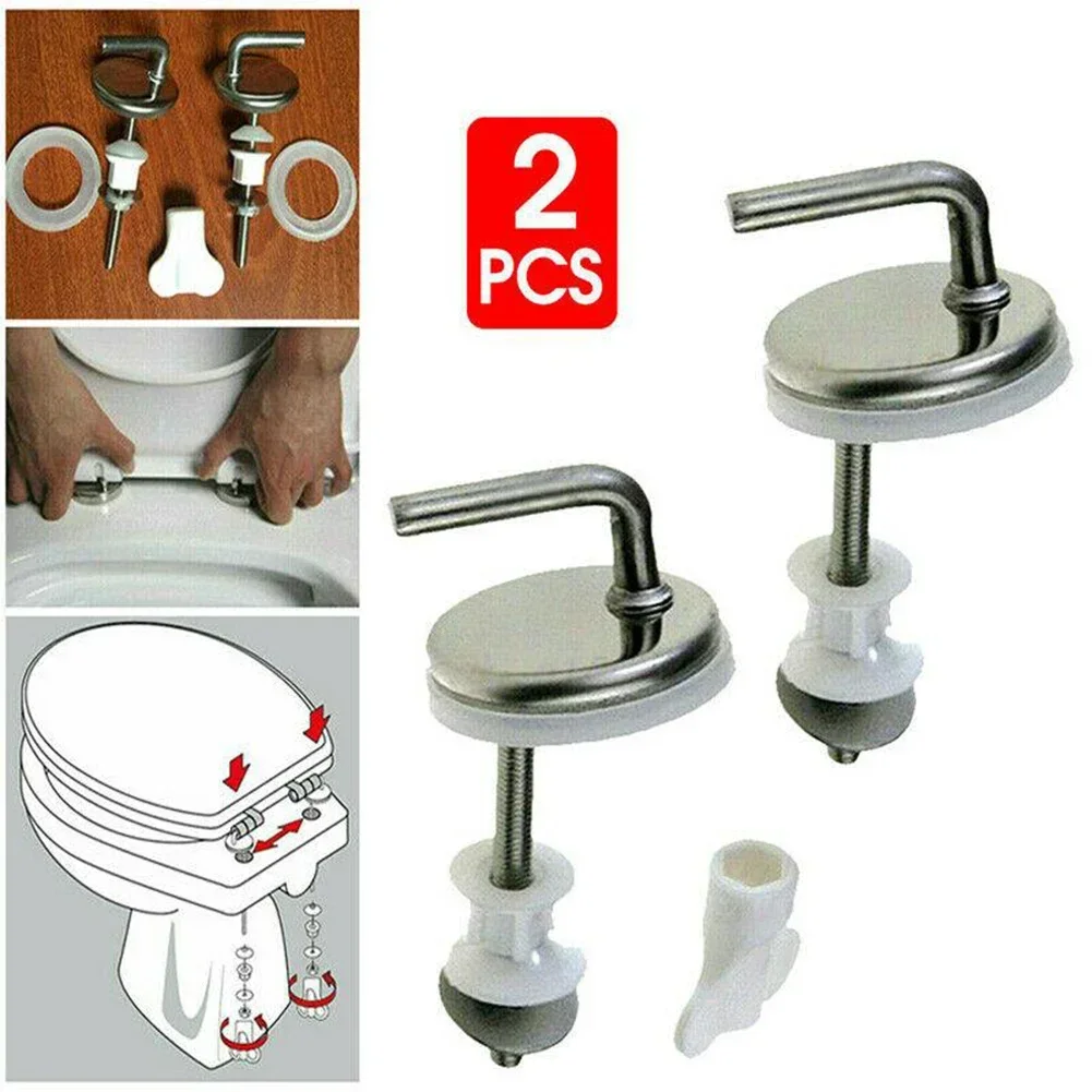 2pcs Toilet Lid Top Fixing Hinge Stainless Steel Toilet Seat Hinge Soft Release Quick Release Replacement Parts