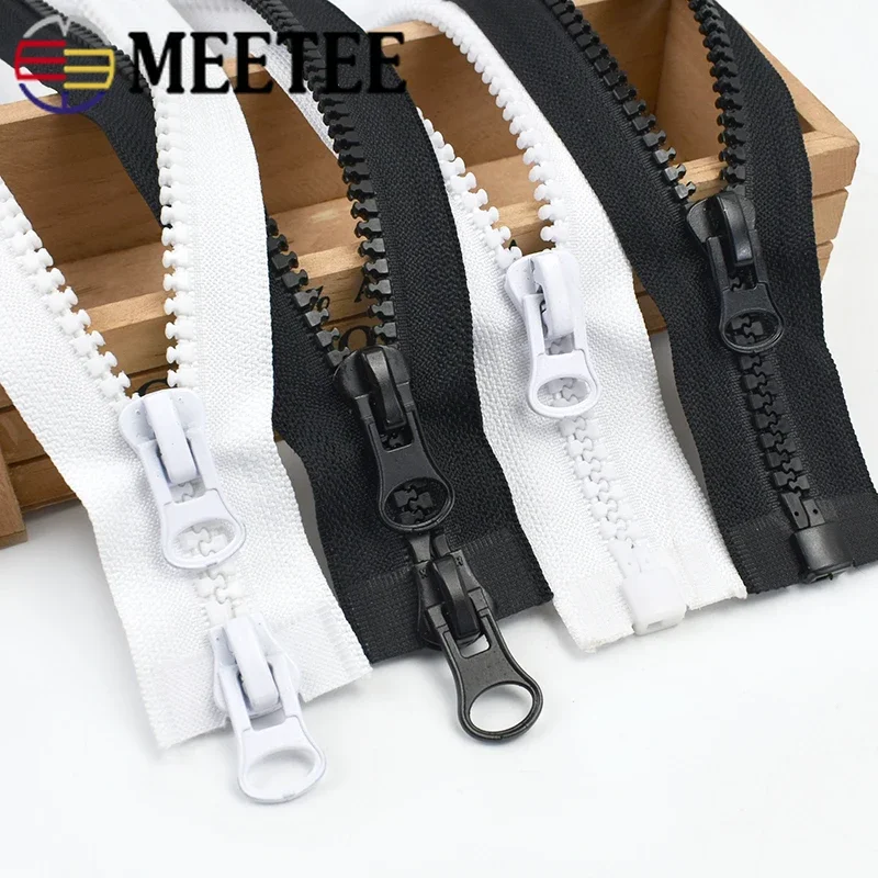 

70-200cm Meetee 8# Resin Zippers Open-end Long Zipper for Jackets Coat Bags Tent Zip Repair Kit DIY Tailor Sewing Accessories