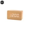 Alarm Clock LED Wooden Watch Table Voice Control Digital Wood Despertador USB Powered Electronic Desktop Clocks 4