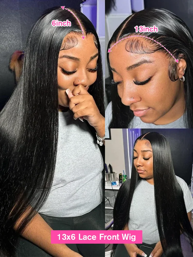 Human Hair Wigs Lace Front Wigs 13x4 13x6 Transparent Lace Frontal Straight 30 34 36 Inch For Women