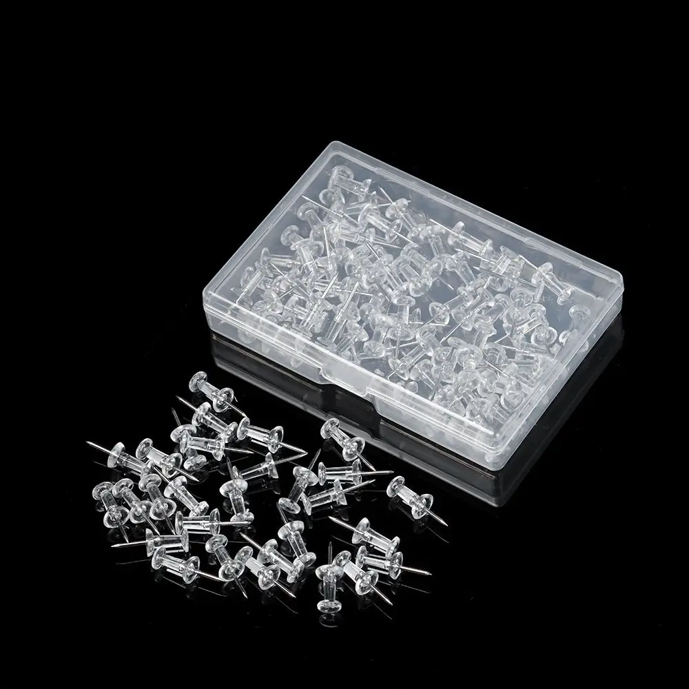 100 Pcs Reusable Board Thumb Tacks Buttons Pins Push Pins Drawing Stationery Supplies Clear Push push pins