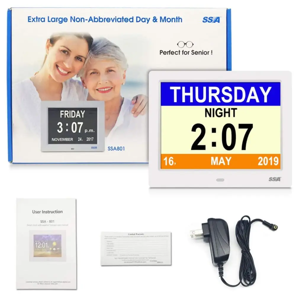 Date Dashboard Dementia Large Table Time Alarm Clock Home Decor Digital Clock Calendar 2
