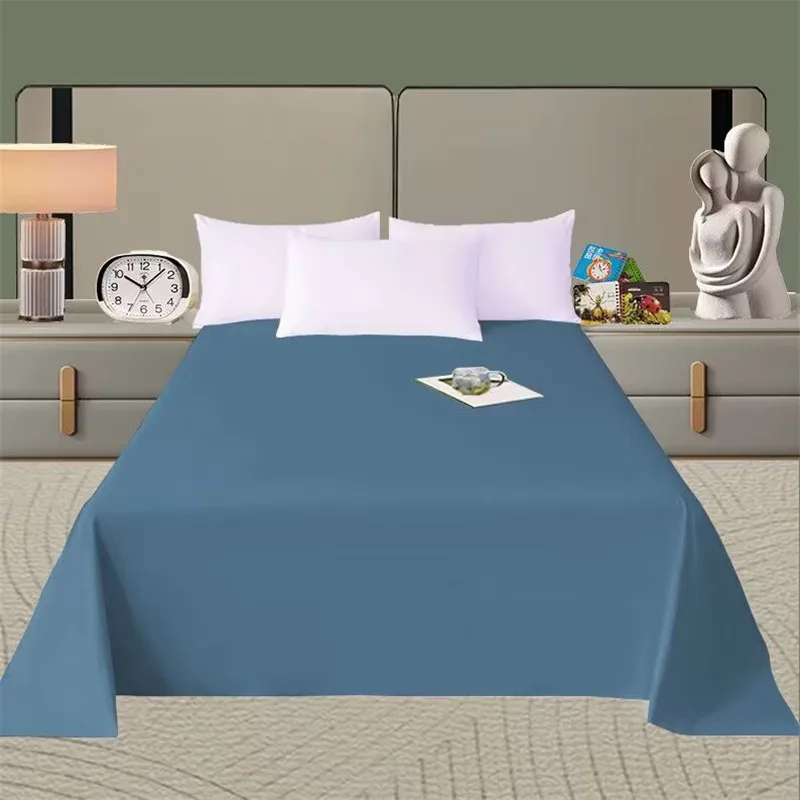 Spring Summer Autumn 1Pc 100% Polyester  Flat Sheet Solid Color High Quality Bed Sheet Large Size 250X270cm Customizable 6
