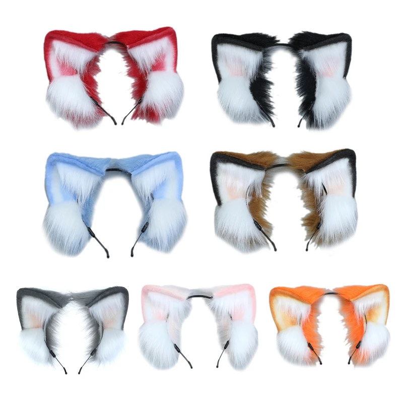 

Faux Fur Wolf Ears Animal Hair Hoop Ear Realistic Lolita Headband Cosply