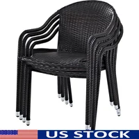 Palm Harbor 4-Piece Stackable Outdoor Chair Set Wicker Patio Chairs Dining Porch Brown 1