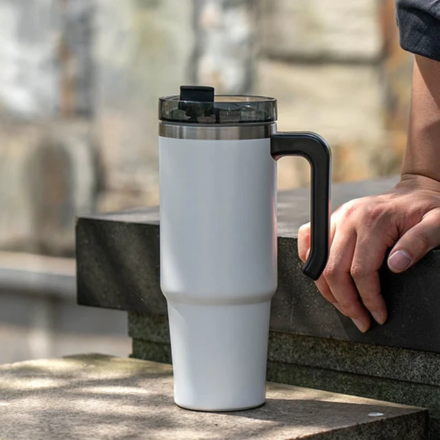 Taza térmica con asa para café, botella de agua de acero