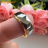 iTungsten 8mm Dropshipping Two Tone Face Ring Nice Tungsten Wedding Band For Men Women Stepped Polished Finish Comfort Fit - Image 4