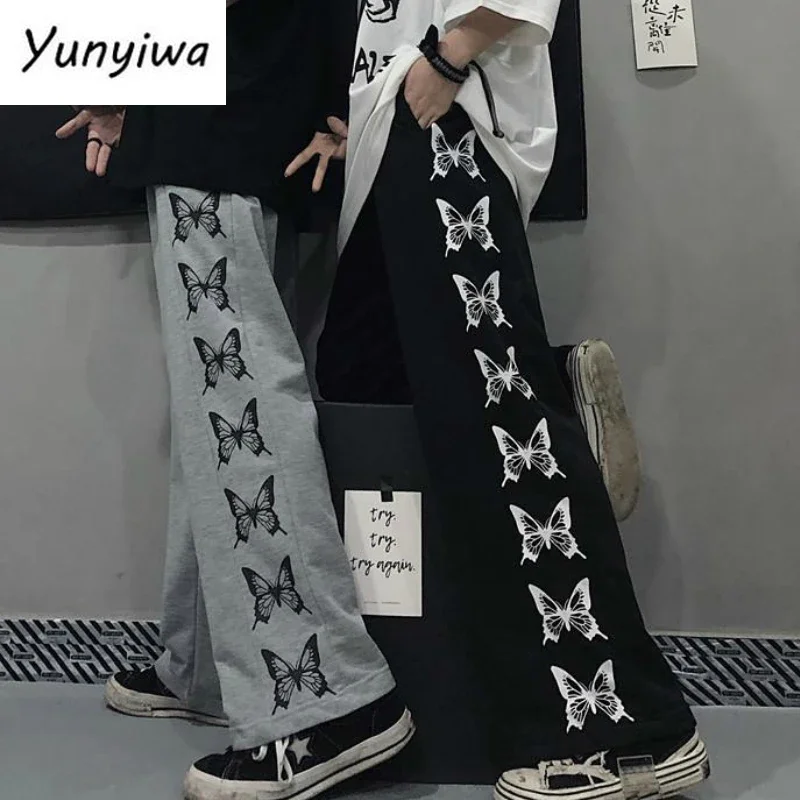 

Pants Women Printed Leisure Chic Unisex Couples Trousers Harajuku Womens Loose Daily Setreetwear Hip-hop Ins Retro New Ulzzang