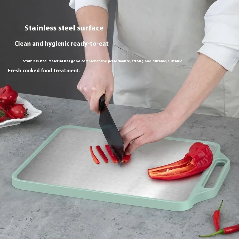 Stainless Steel Double-sided Cutting Board Anti-mold Cutting Board Anti-slip Thickened and Durable for Kitchen Vegetable Cutting