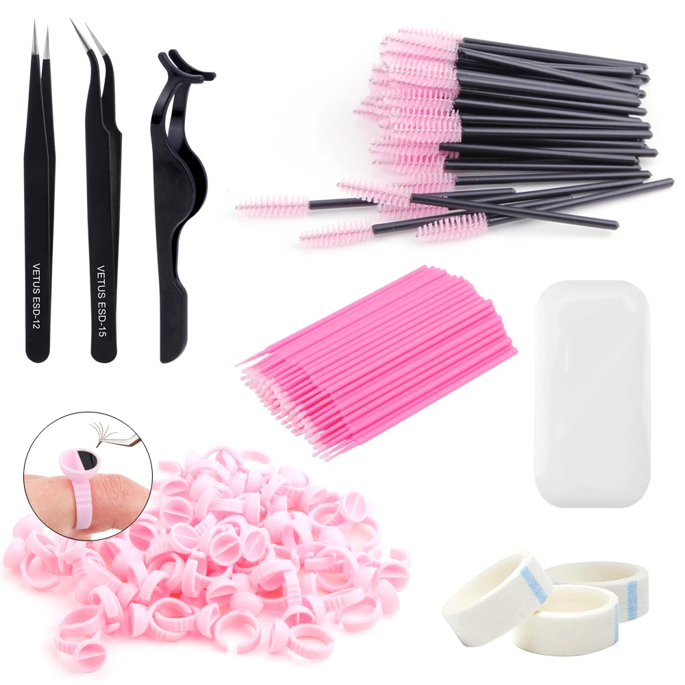 257pcs Glue Rings Adhesive Tape Microbrush Eyelash Brushes Mascara
