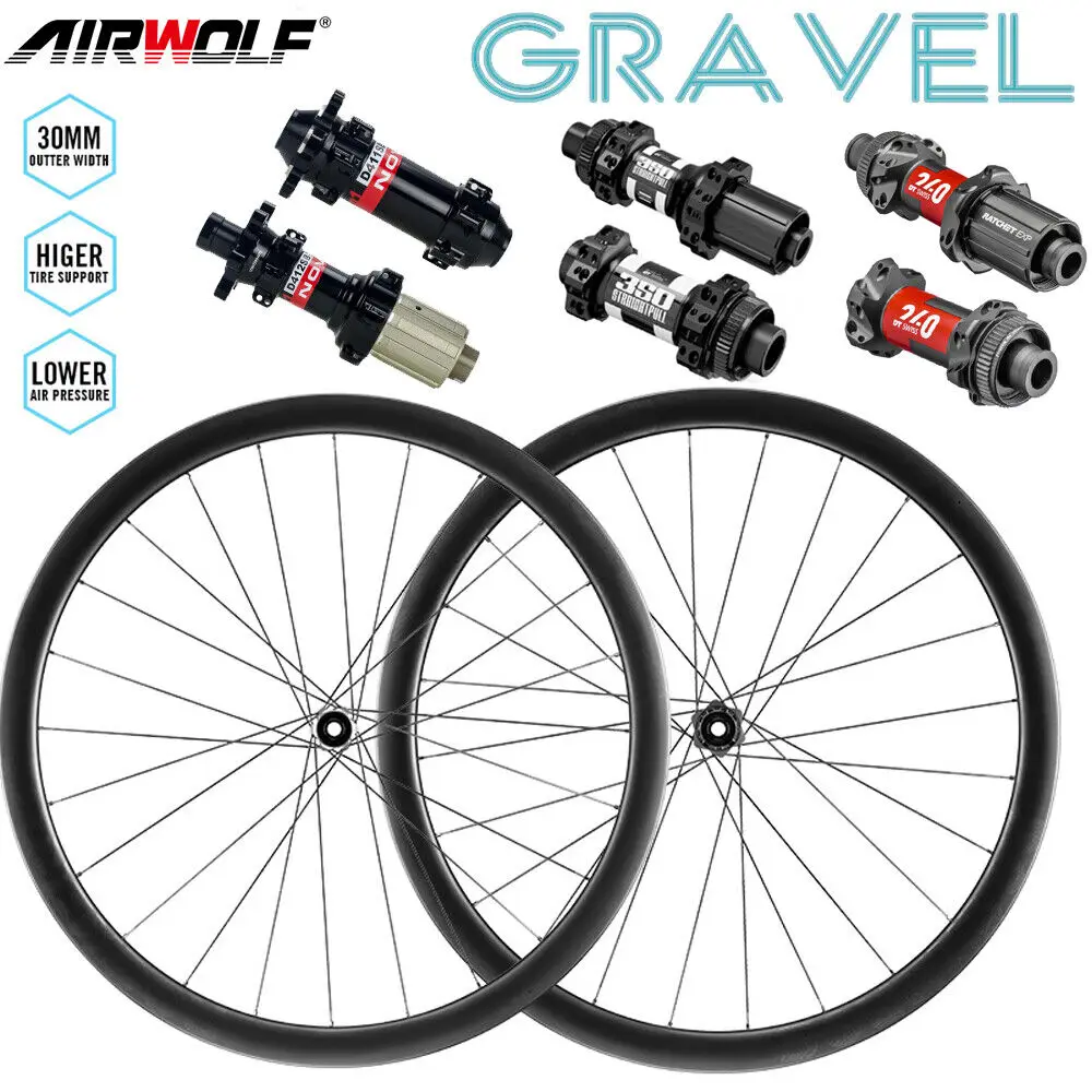 Gravel Carbon Wheelset Freno A Disco Tubeless Ready 700C 30Mm Larghezza Dt 240/350 411/412 1423 Raggi 100X12 142X12 Xdr Ruote Per Bicicletta