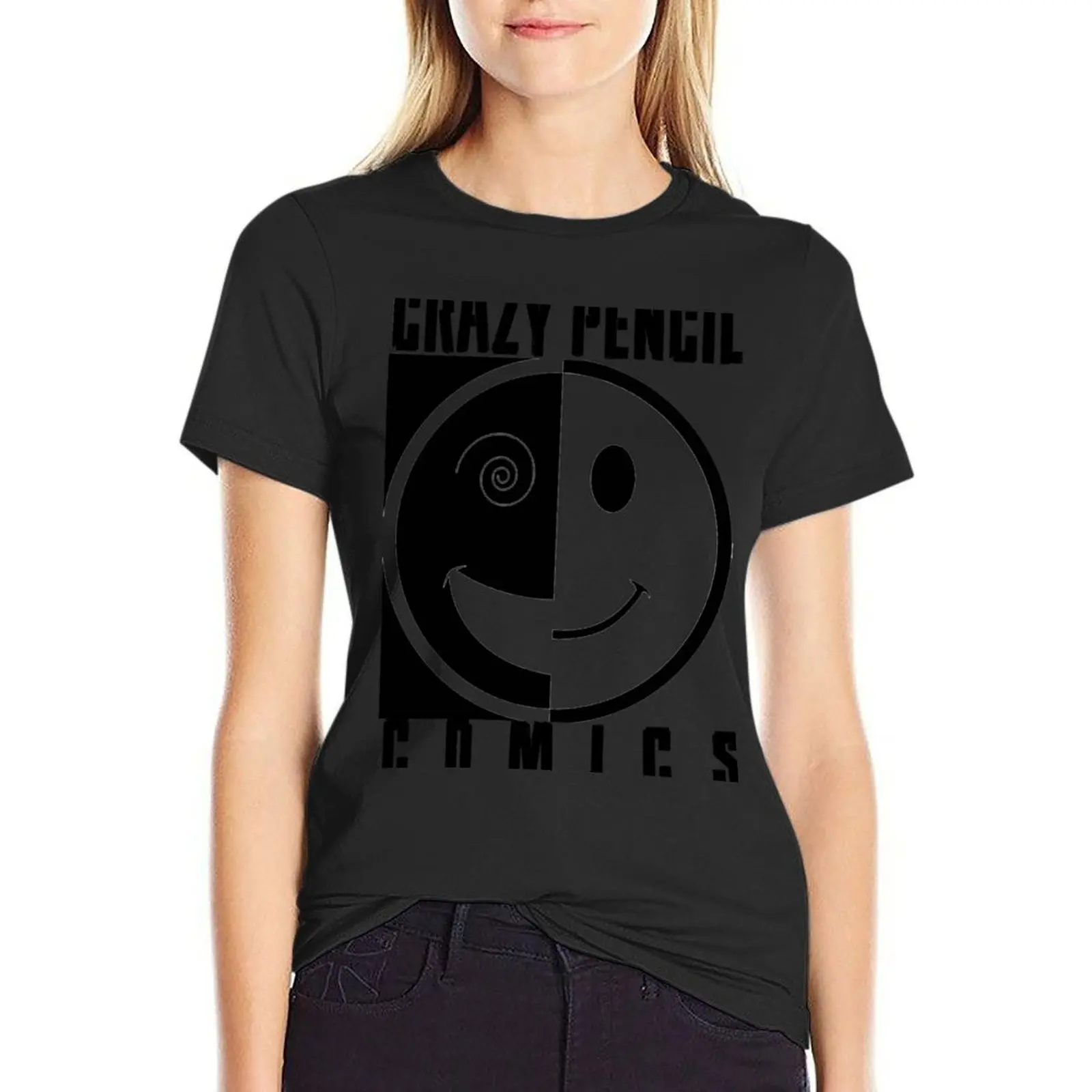 CRAZY PENCIL COMICS LOGO T-Shirt hippie clothes funny tshirts woman