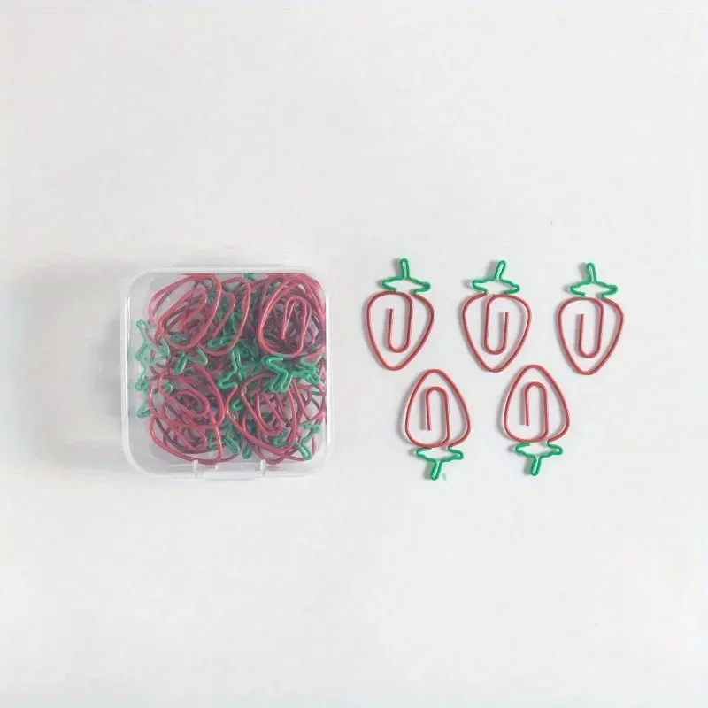 5pcs Strawberry Paper clip, cute office daily accessories